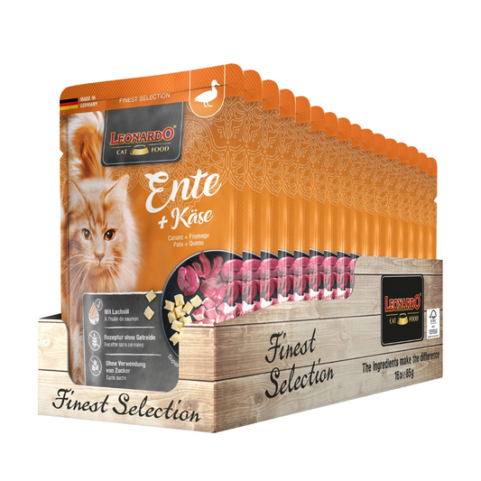 Leonardo - Sachet Gato Pato y Queso (Caja 16 Unidades)