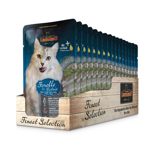 Leonardo - Sachet Gato Trucha y Catnip (Caja 16 Unidades)