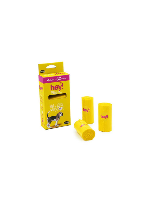 Bolsas sanitarias HEY! 4 rollos (60 bolsas) – resistentes, sin perfume y amigables con el planeta